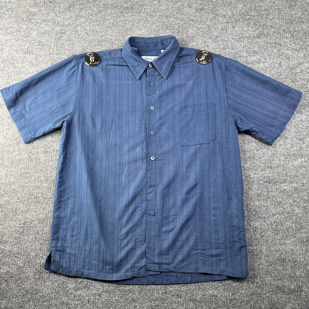Milano Bay Button Up Short Sleeve Shirt Men's‎ Pockets Blue Classic - Medium